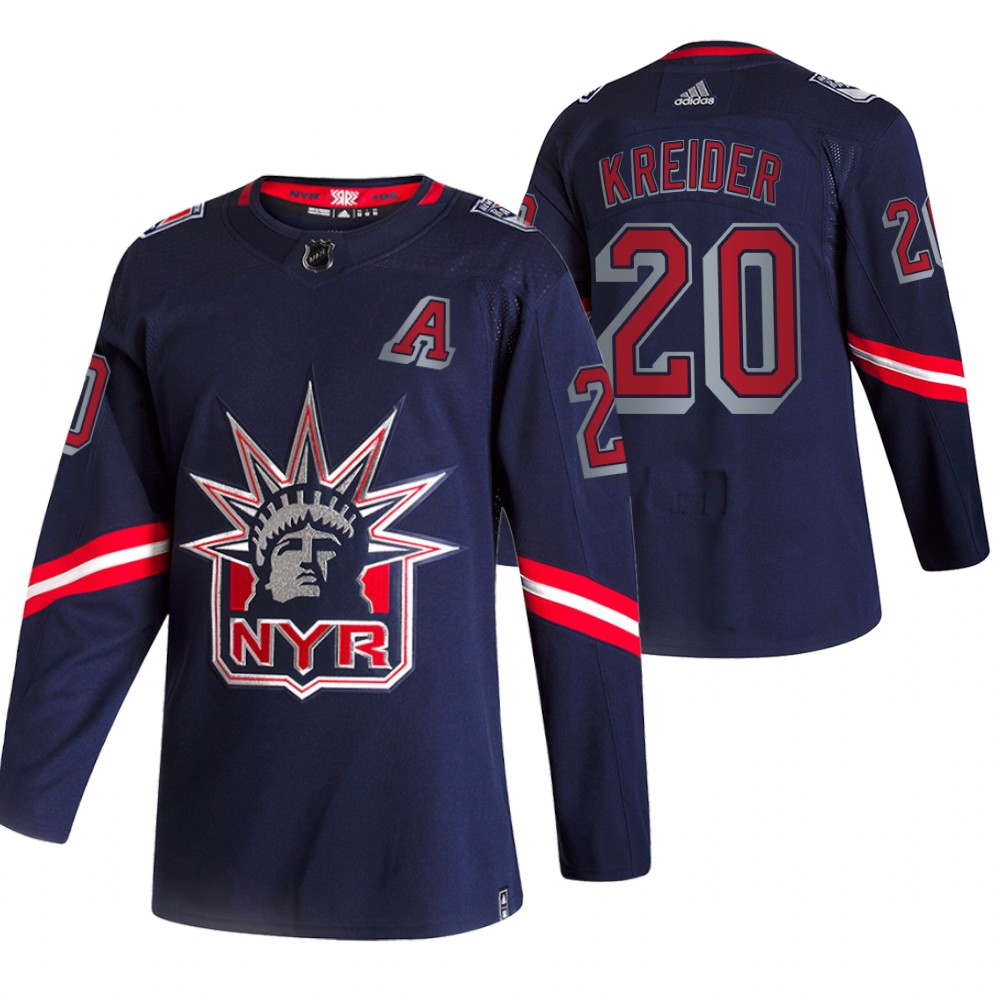 2021 Adidias New York Rangers #20 Chris Kreider Navy Men Reverse Retro Alternate NHL Jersey